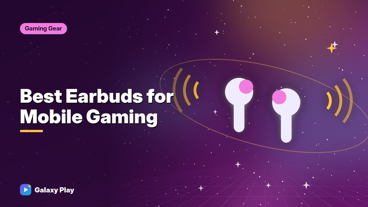 Wireless earbuds with glowing sound waves synced to a game on a phone