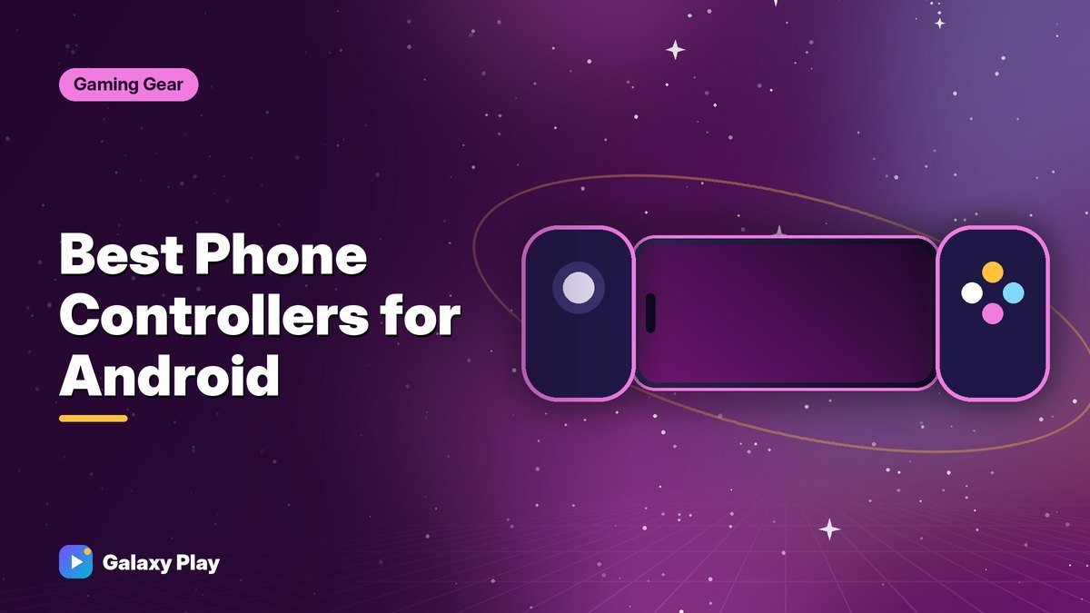 Telescopic game controller holding a phone with glowing buttons and triggers