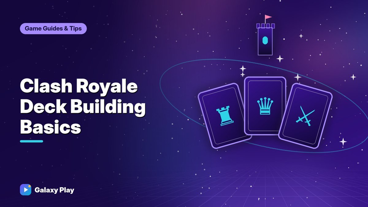 Fanned strategy cards glowing above a phone with an arena in the background