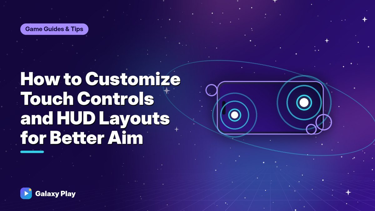 Phone screen showing customizable touch control buttons with glowing finger outlines