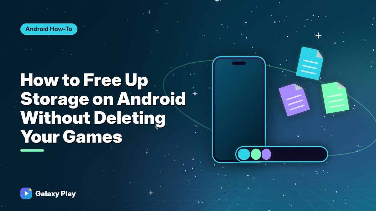 Phone storage bar shrinking as colorful file blocks float away into space